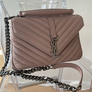 Never worn YSL crossbody bag in nude/taupe with rustic silver hardware